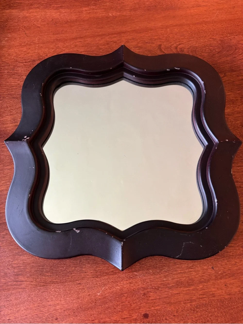 Black Wall Mirror w Minor Distressing, wood